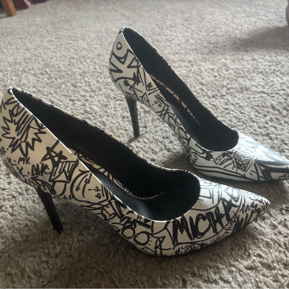 Michael Kors Black and White Graphic Heels